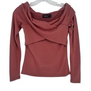 Abercrombie & Fitch‎ Soft Cozy Wrap Neck Long Sleeve Top Small